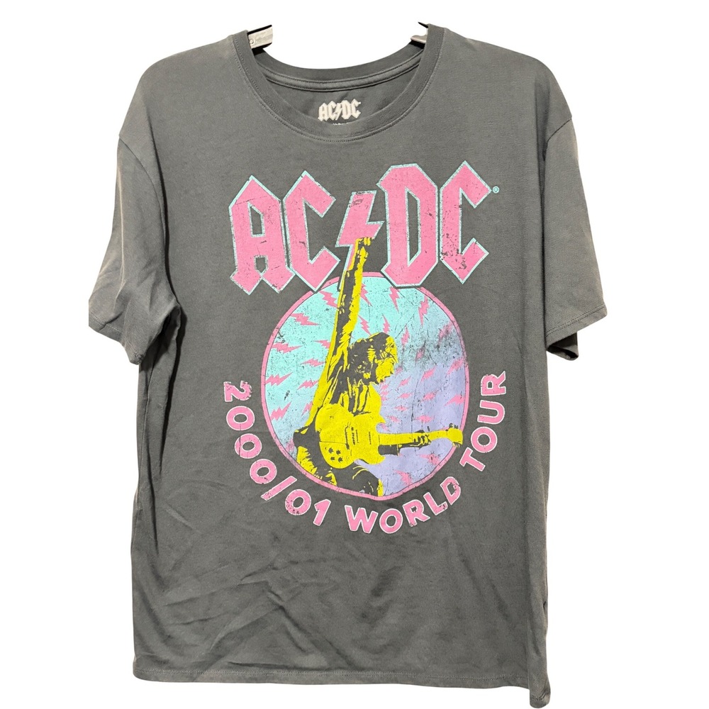 ACDC 2000/01 World Tour Graphic T-Shirt Gray XXL 16/18 Kids Boys Girls Band Tee - Picture 2 of 6